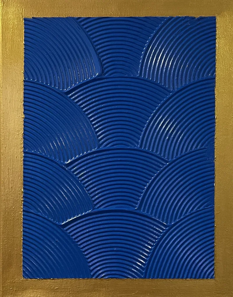 Abanico Azul Ftalo, Borde Oro